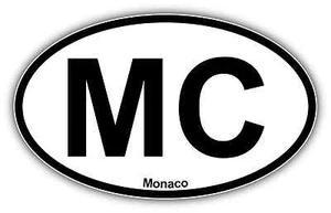 Monaco Vehicle Country Code Oval Car Bumper Window Sticker Decal 6"X4" - Picture 1 of 1