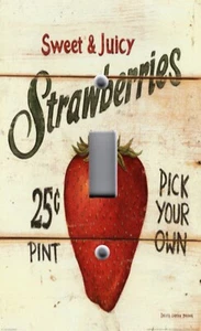 Light Switch Plate Cover with image of SEED PACKET FRESH JUICY STRAWBERRIES - Picture 1 of 26