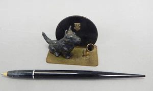Antique Hershey cast iron Scottish Terrier scotty dog desk pen holder Derby Conn - Picture 1 of 5