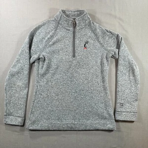 Champion Cincinnatti Bearcats Quarter Zip Sweatshirt Womens Medium Gray - Picture 1 of 8