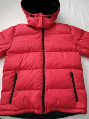 Lands' End Women's SP Goose Down Puffer Reversible Hooded Jacket Blue Red Parka  - Image 1 of 4