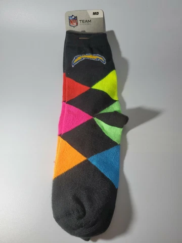 San Diego Chargers Crew Cut Dress Socks Neon NFL Size Medium  5-10 NEW Cover