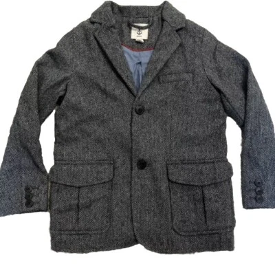 Jaqueta Lands End infantil blazer espinha de peixe preto/cinza infantil média lã espinha de peixe - Imagem 1 de 4