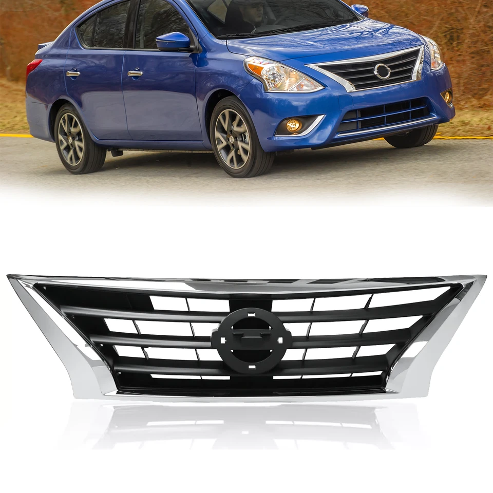 Parachoques delantero cromado parrilla para Nissan Versa 2015 2016 2017 2018 2019 Foto 1 de 4
