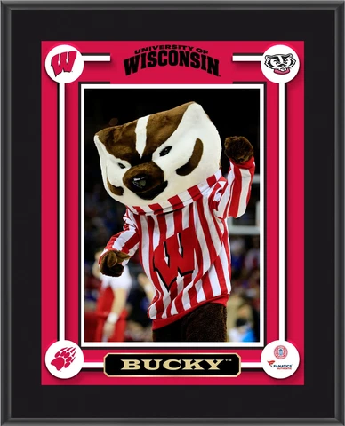 Badgers Bucky Mascot Sublimated 10.5x13 Plaque - Fanatics Cover