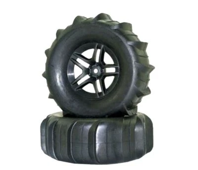 New (4) 1.9" Tire and Rim Wheels set Black Diameter 105mm for AXIAL tamiya CC01 - Image 1 of 2