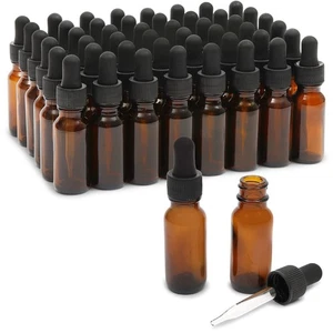 1 oz Amber Glass Dropper Bottles and 6 Funnels (30 ml, 54 Pieces) - Picture 1 of 7