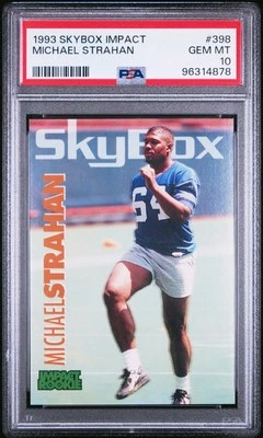 1993 Skybox Impact Michael Strahan ROOKIE PSA 10 GEM MINT 398 RC New York Giants - Image 1 of 3
