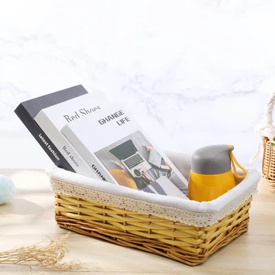  Contenitore Vimini Cestini Portaoggetti Intrecciati Cestino Naturale - Immagine 1 di 4