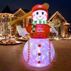 6FT Christmas Inflatables Outdoor Decorations, Inflatable Baseball Snowman Bl... - Picture 1 of 6