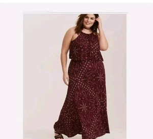 Torrid BURGUNDY PAISLEY Jersey Maxi Dress SIZE 2X 2 - Picture 1 of 7
