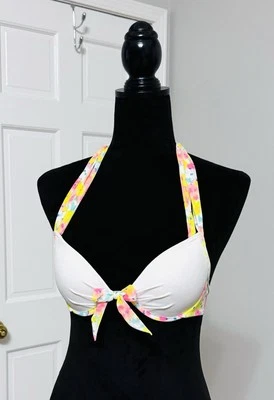 Victoria Secret Bombshell Push Up Bikini Top 34A White/Colorful Floral EXC COND! - Image 1 of 4