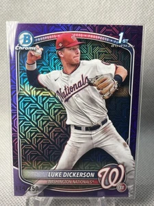 2025 Bowman Chrome Luke Dickerson 1st Purple Mojo Refractor /250 Nationals - Picture 1 of 2