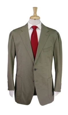 Traje de bolsillo Canali 1934 Kei algodón oliva claro parche elástico 46S Foto 1 de 4