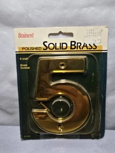 #5 Messing Nummer - 4 Zoll groß - Brandneu in OVP - Vintage - Marke Brainerd - Bild 1 von 3