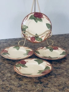 Juego de 4 platos de pan pintados a mano prístinos de manzana franciscana Inglaterra 6,25 vintage - Imagen 1 de 12