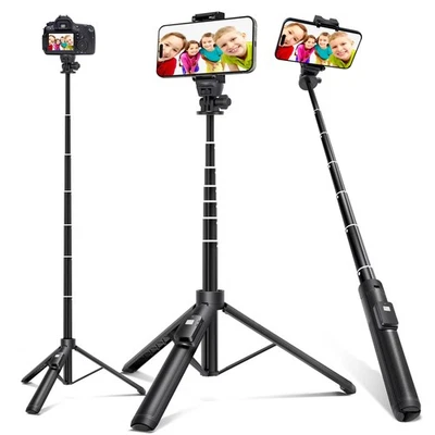 BZE Selfie Stick,62 inches Long Extendable Selfie Stick Tripod, Phone Tripod - Image 1 of 4