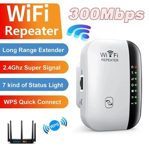 WiFi Signal Extender Range Booster Internet Repeater 300 Mbps AU PLUG in White - Picture 1 of 11