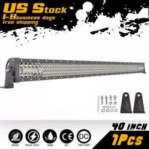 40INCH Quad/Dual Row LED Light Bar Spot Flood Offroad Work Driving Lamp ATV UTV - Picture 1 of 79
