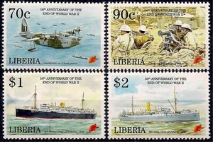 Liberia 1175-78 MNH 1995 fin de la Segunda Guerra Mundial aviones barcos soldados armas x34066 - Imagen 1 de 1