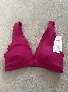 Marks and Spencer Non Wired Plunge Bikini Top Scalloped Edge Size 12 - Picture 1 of 5