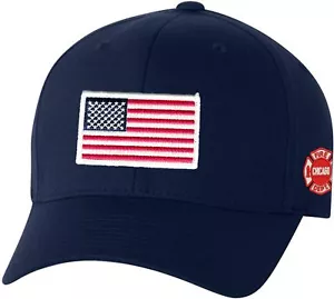 Chicago Fire Department Hat Adjustable American Flag - Picture 1 of 3