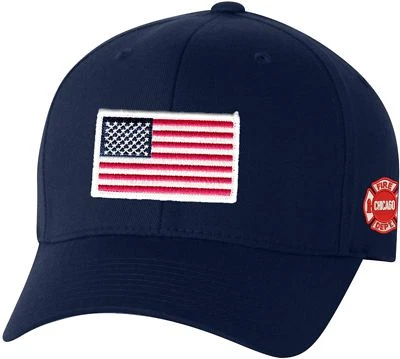 Chicago Fire Department Hat Adjustable American Flag - Image 1 of 3