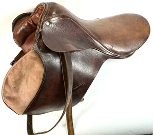 Vintage CORTINA Argentina Leather 18 English Jumping Style Saddle 4677 #4677 - Picture 1 of 17