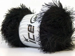 LG 100 gram Black Eyelash Yarn Ice Fun Fur 164 Yards 22697 - Picture 1 of 3
