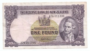 1956 – 1967 New Zealand R.N. Fleming 1 Pound Note VF Details - Picture 1 of 2