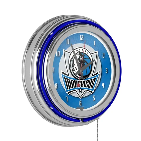 14 In. Dallas Mavericks NBA Chrome Double Ring Neon Wall Clock Cover
