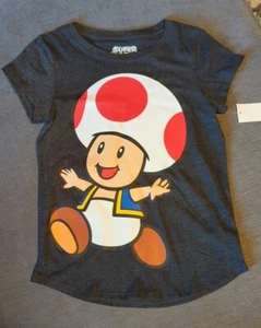 Supe Mario Toad Graphic T-shrit Girls XL, Dark Gray - Picture 1 of 5