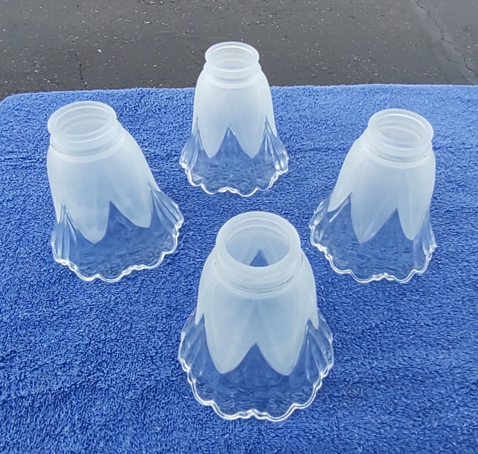 Emerson G17 Ceiling Fan Light Globes/Shades Frosted Wave Glass Quantity Four NEW - Image 1 of 4