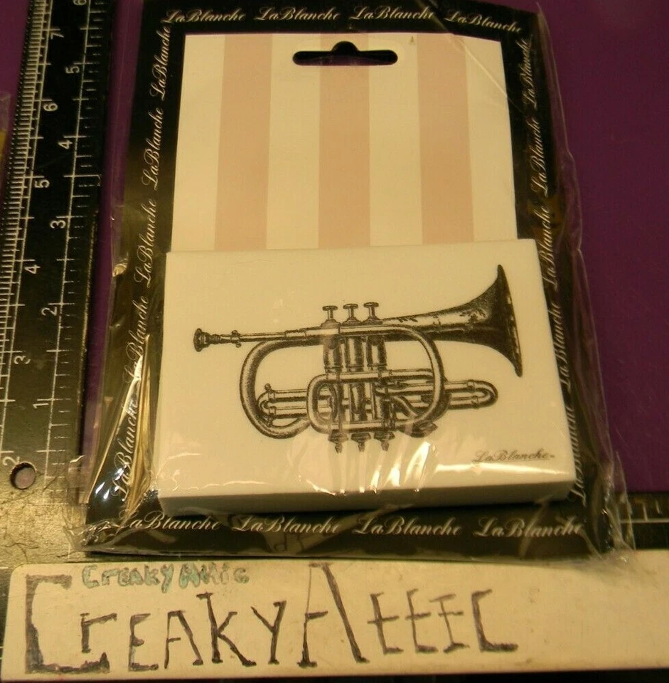 INSTRUMENTO MUSICAL DE LATÃO CHIFRE 1 CARIMBOS DE BORRACHA DE ESPUMA LABLANCHE #1390 CREAKYATTIC - Imagem 1 de 2