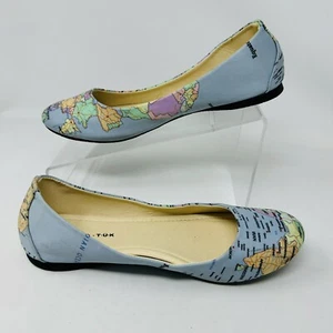 ModCloth Global Sensation Map Flats Women's Shoes Size 9 TUK - Picture 1 of 8