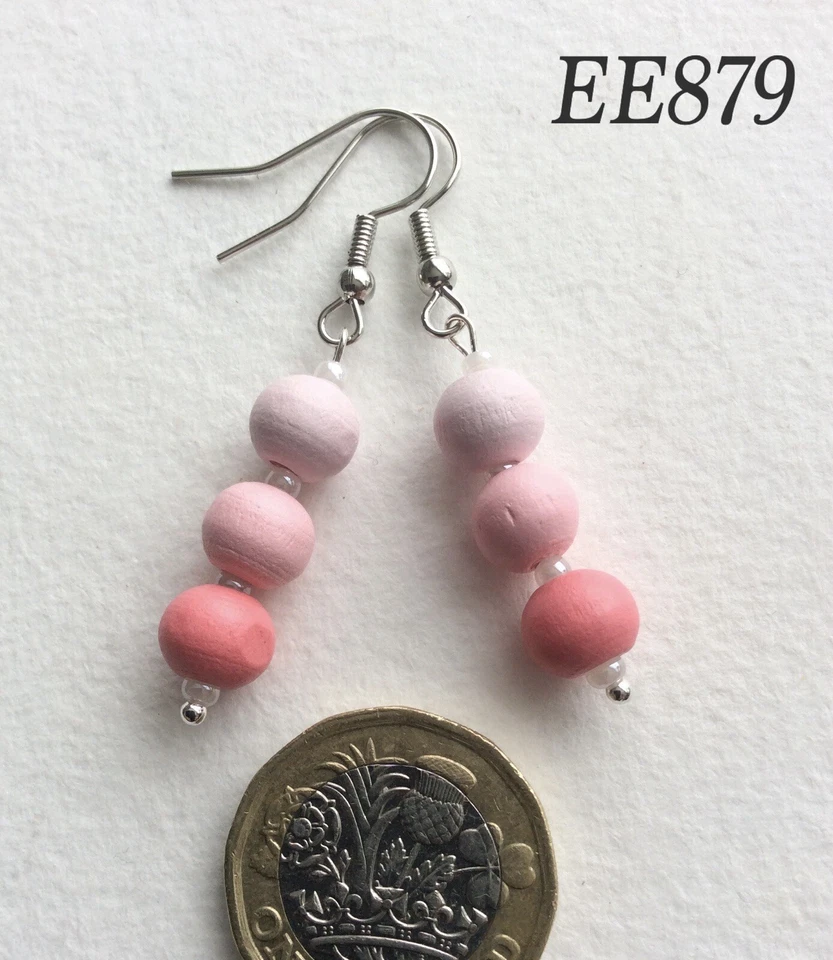 Pink Wood  Drop Earrings EE879 - Image 1 of 1