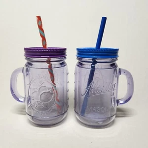 Aladdin Set Insulated 20oz Clear Plastic Mason Jar Tumbler Travel Mug - Picture 1 of 5