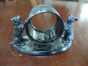 Meriden Silver Plate Napkin Ring Dogs