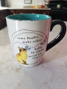 Vintage Katze Schmetterling Kaffeetasse Friends Happy 4,25" groß Bleistift Stifthalter - Bild 1 von 6