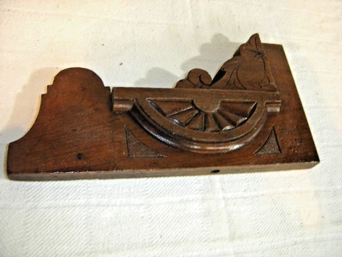 Antique Walnut Eastlake Pediment w/Applied Sunburst w/some incised design   #116 Cover