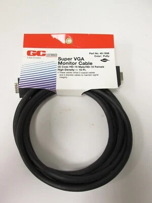 GC Electronics 45-1838 SVGA High Density Video Cable 10' Length Male to Female - Image 1 of 4