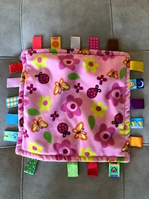 Taggies Rosa Bebé Etiqueta Manta Ladybug Flor Mariposa Foto 1 de 2