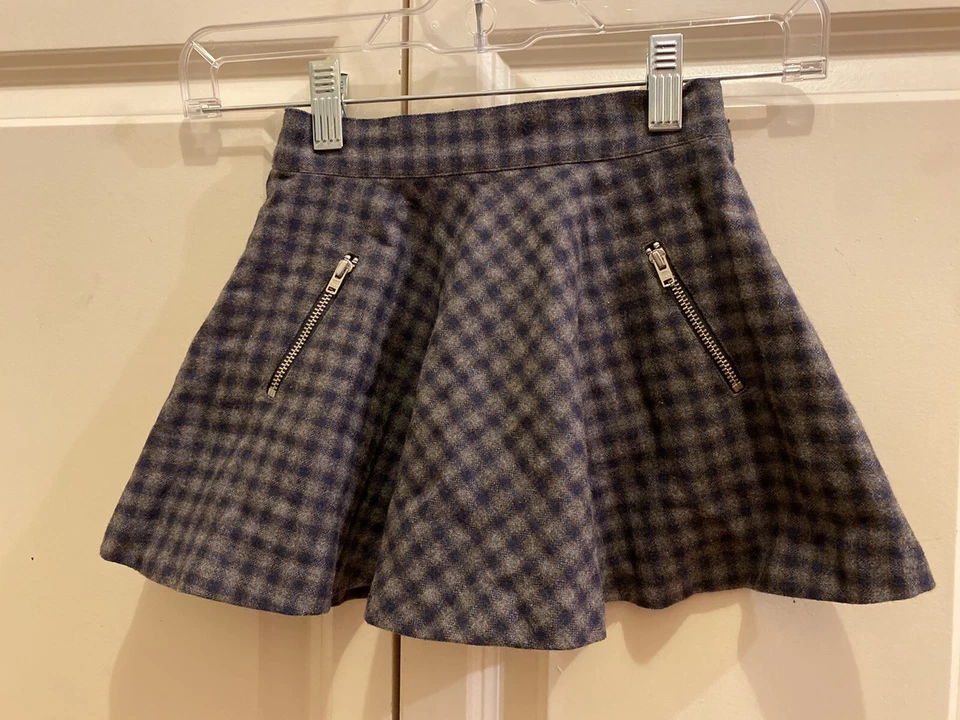 Bonpoint 女孩灰色蓝色方格裙 4 码完美适合假日派对 — 第 1/4 张图片