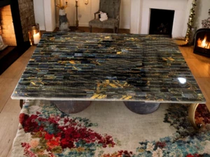 48"x30" Tiger Eye Stone Art Center Dining & Kitchen Slab Cafeteria Table Decors - Picture 1 of 5