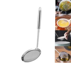 304 Stainless Steel Fine Mesh Skimmer Spoon – Oil Filter & Fat Strainer for Cook - Picture 1 of 6