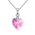 Fashion Women's Pink Zircon Heart Pendant Necklace Wedding Jewelry Gift