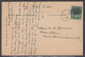 Canada - Aug 1924 Kingsport, NS Split Ring Cancel on Domestic Card - Picture 1 of 2