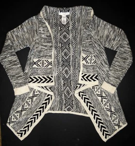 Xhilaration Waterfall wrap Long sleeve cream black cardigan sweater jacket XL 14 - Picture 1 of 3