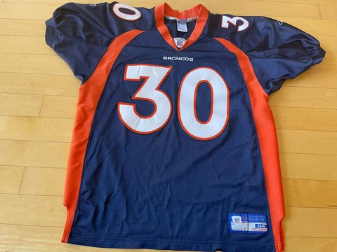 100% Authentic Reebok Pro Cut Denver Broncos Terrell Davis Stitched Jersey SZ 54 Cover