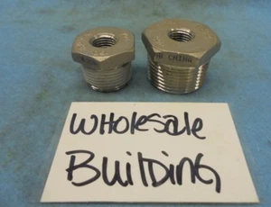 304 STAINLESS STEEL REDUCING BUSHING, 1/4" X 1", 1/4" X 3/4" REDUCER, LOT OF 2 - Picture 1 of 4